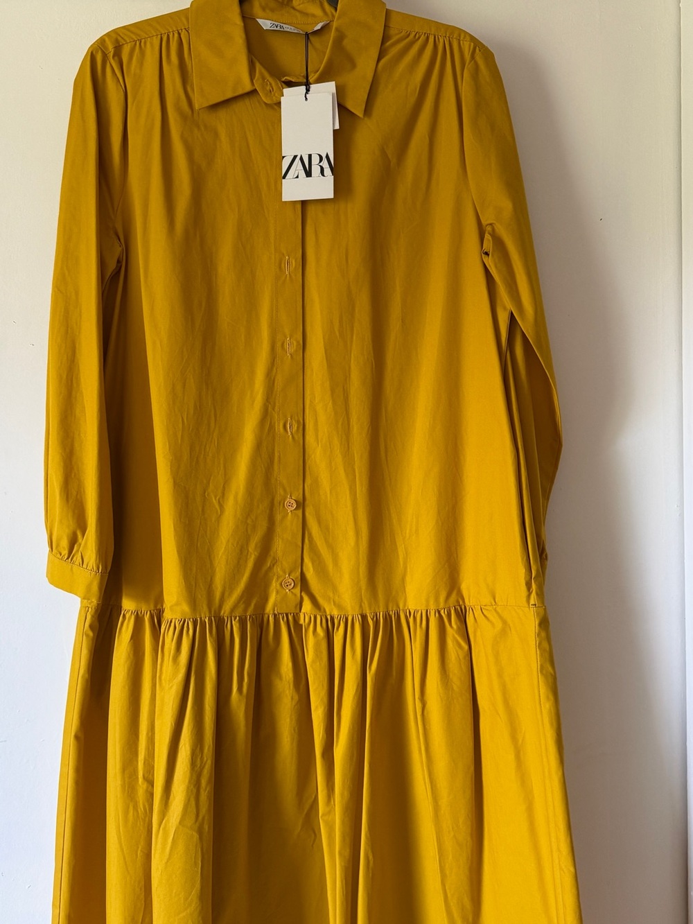 Zara Mustard Yellow Maxi Shirt Dress